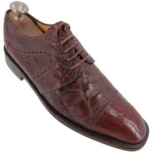 Mauri Italy Vintage Exotic Brown Alligator Dress Shoes Men 11 Cap-toe Oxfords 44